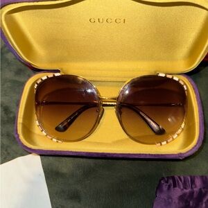 Gucci Gold, Brown and Peach Sunglasses